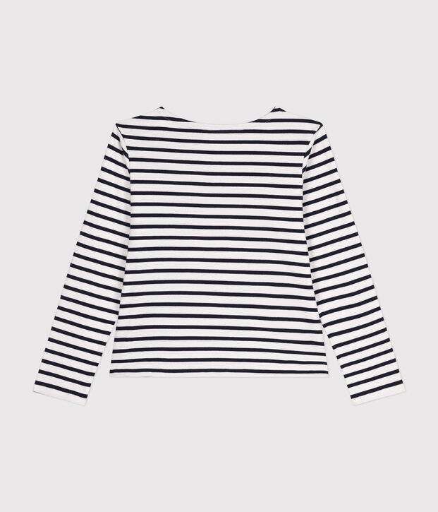 Gekn&ouml;pftes Matrosenshirt aus Baumwolle Damen weiss/blau