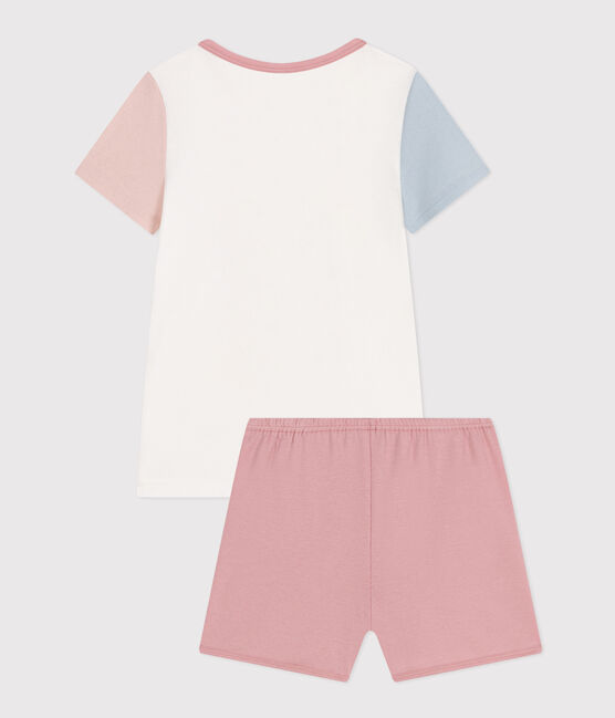 Kurzer Kinderpyjama aus Baumwolle weiss MARSHMALLOW/weiss MULTICO