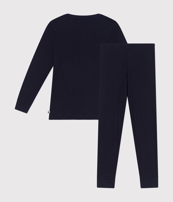 Kinder-Pyjama aus einfarbiger Baumwolle blau SMOKING