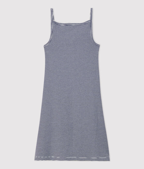 Kurznachthemd aus Baumwolle für Damen blau SMOKING/weiss MARSHMALLOW