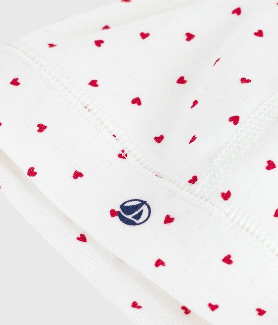 Newborn-Mützchen aus Baumwolle mit Herzmotiv weiss MARSHMALLOW/rot TERKUIT