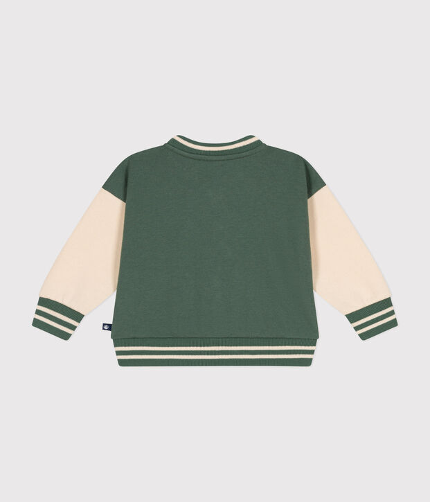 Baby-CollegeJacke aus Molton. gr&uuml;n/naturfarben