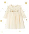 Robe bébé fille bi matière brodée beige COQUILLE