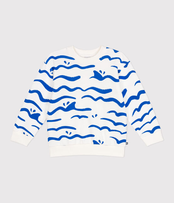 Kinder-Sweatshirt aus bedruckter Baumwolle weiss MARSHMALLOW/weiss MULTICO