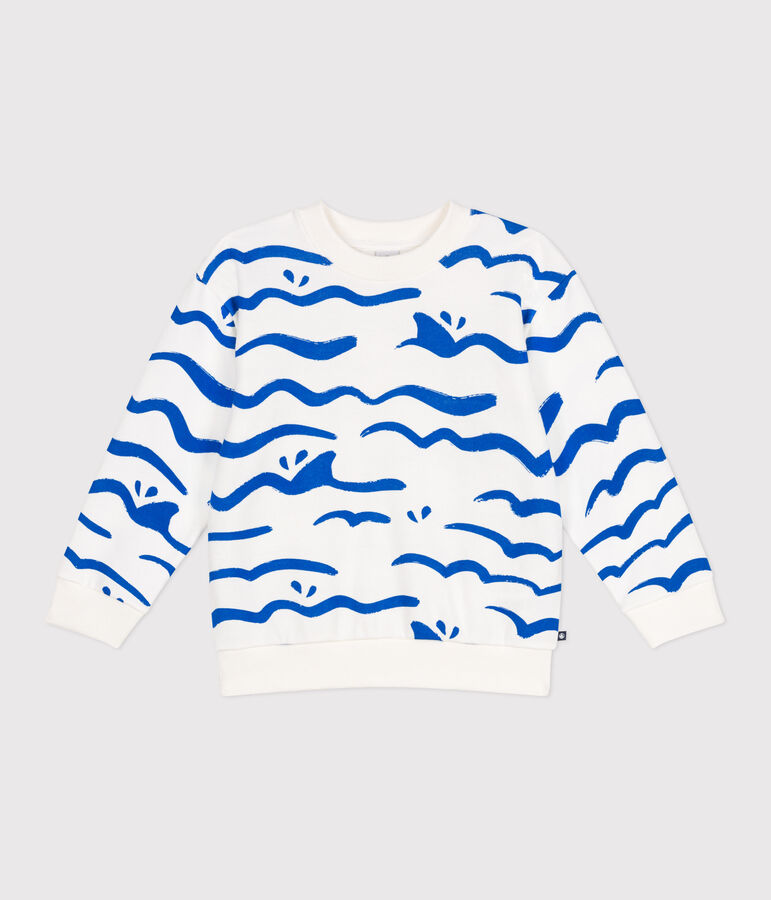 Kinder-Sweatshirt aus bedruckter Baumwolle weiss/vielfarbig