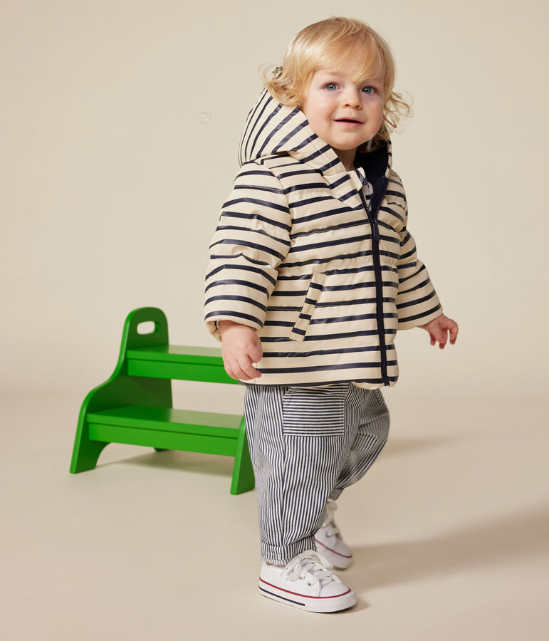 Baby-Winterjacke aus PU naturfarben/blau