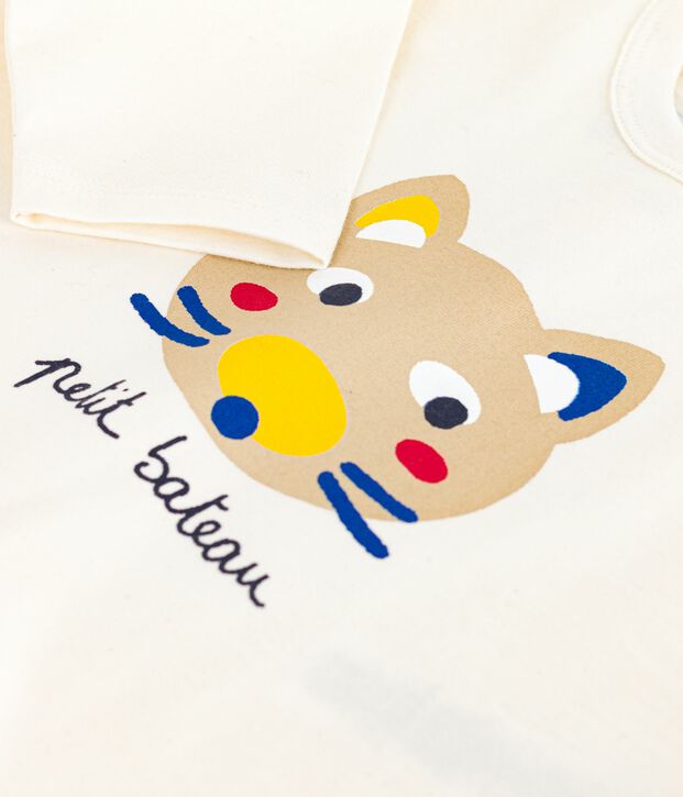 Lang&auml;rmliges Baby-T-Shirt aus Baumwolle naturfarben/vielfarbig