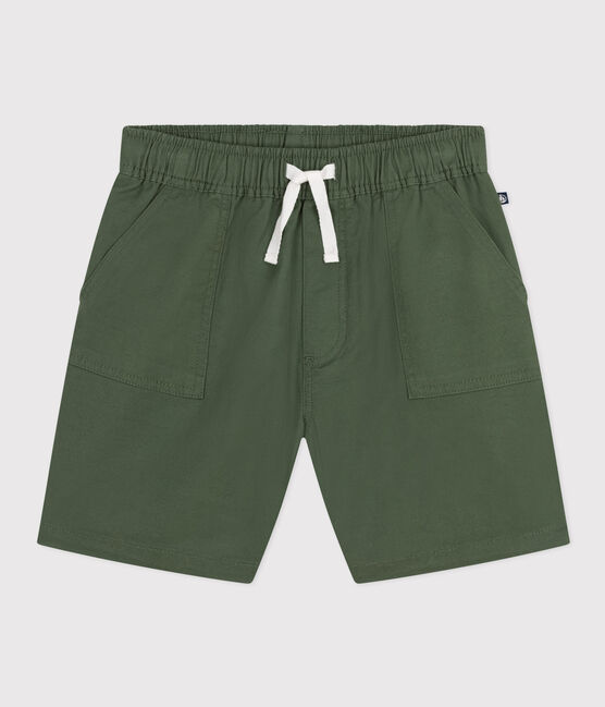 Kinder-Shorts aus Baumwoll-Twill und Leinen grün CROCO