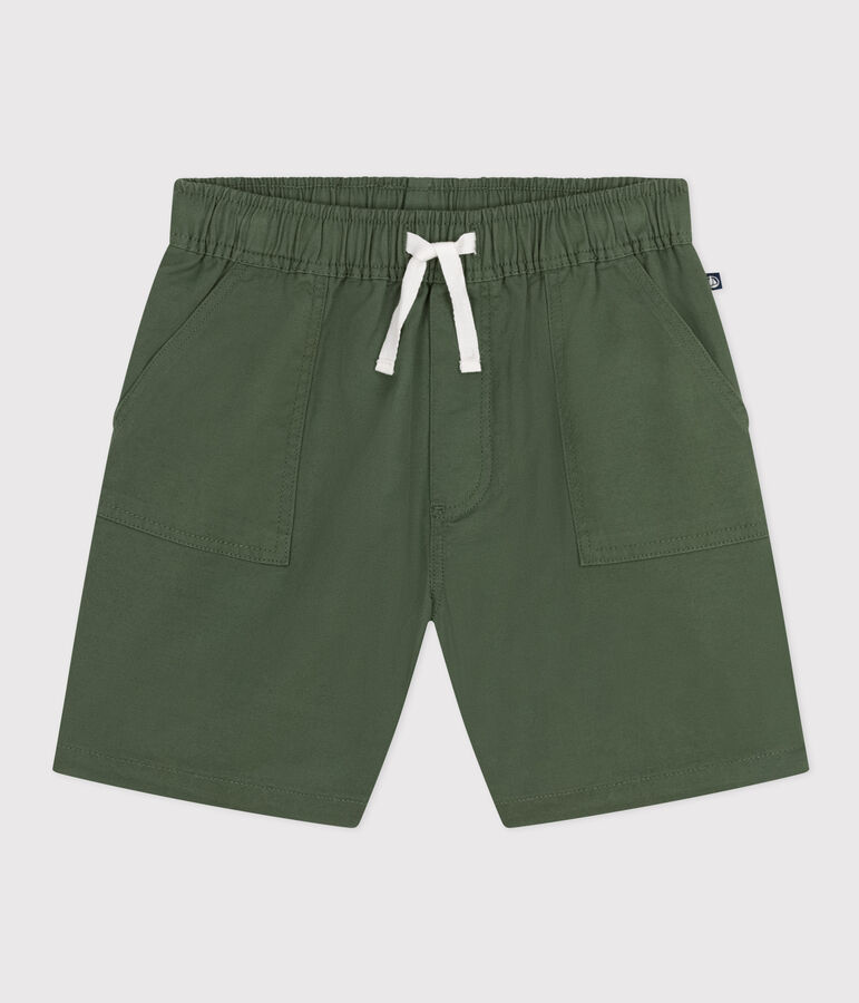 Kinder-Shorts aus Baumwoll-Twill und Leinen gr&uuml;n