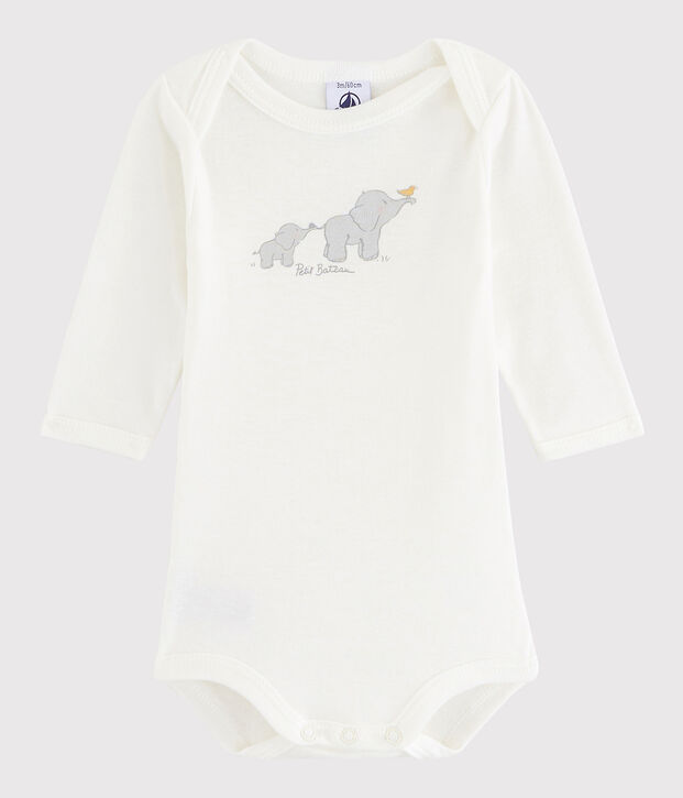 Lang&auml;rmeliger Baby-Body M&auml;dchen/Jungen weiss