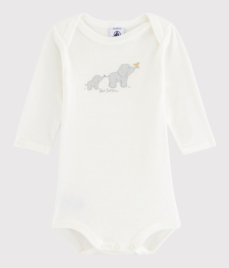 Lang&auml;rmeliger Baby-Body M&auml;dchen/Jungen weiss