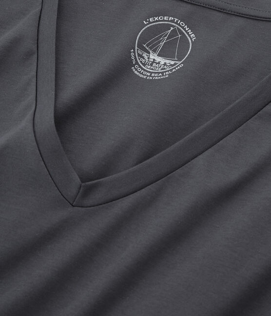 Langärmeliges damen-t-shirt sea island aus baumwolle grau MAKI