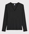 Damen-T-Shirt aus Baumwolle mit V-Ausschnitt grau CITY CHINE
