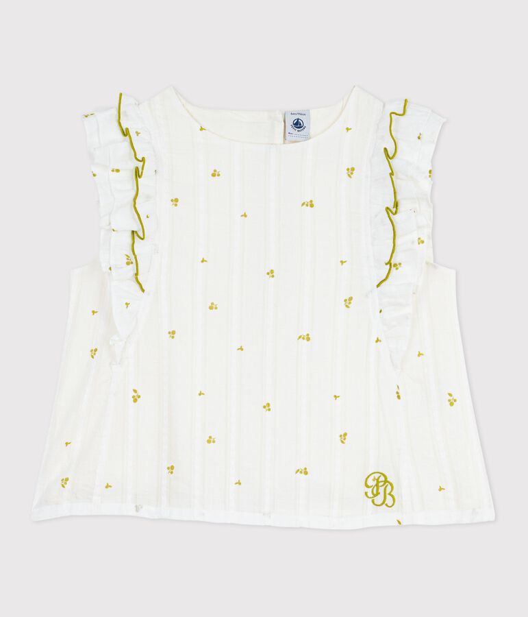 &Auml;rmellose Kinder-Bluse aus Baumwolle mit Blumenmuster gr&uuml;n/gr&uuml;n