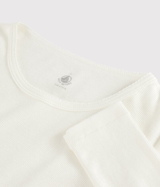 Damen-T-Shirt aus Wolle und Baumwolle weiss MARSHMALLOW