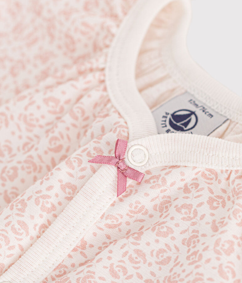 Kurzer Baby-Overall aus Baumwolle mit Blumenmotiv MARSHMALLOW/ PANTY