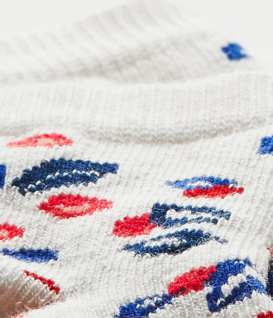 Bedruckte Baby-Mädchen-Socken weiss MARSHMALLOW/weiss MULTICO