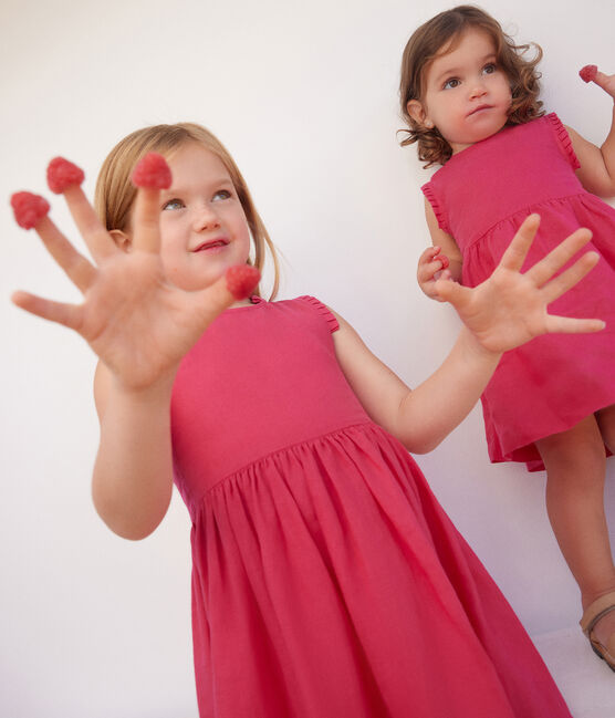 Ärmelloses Kinder-Kleid aus Leinen für Mädchen rosa DELHI