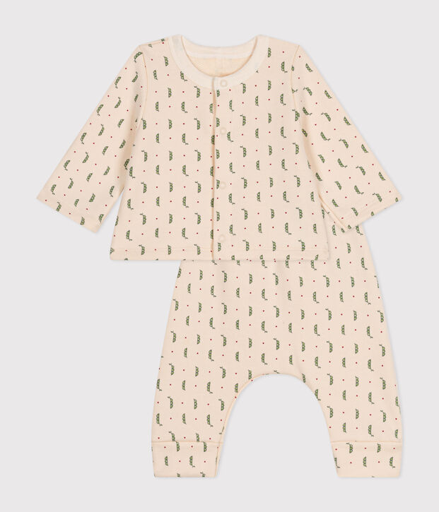 2-teiliges Babyset aus Molton naturfarben/vielfarbig