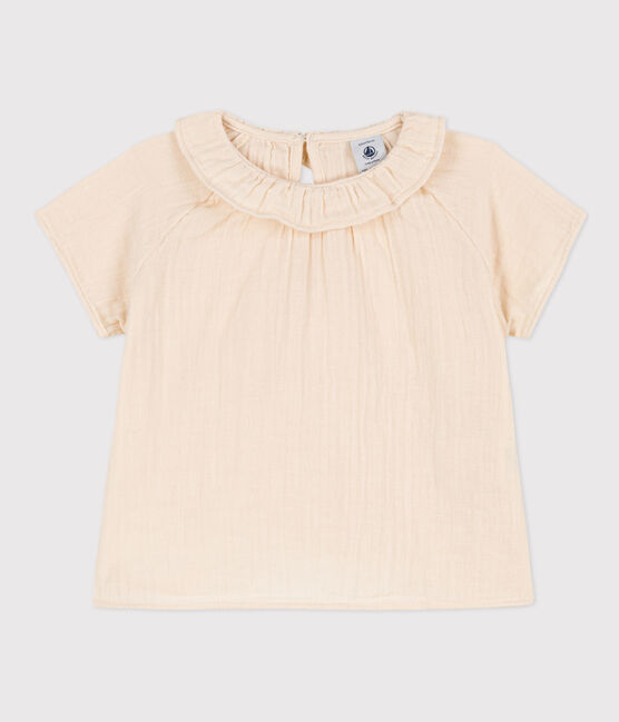 Kurzärmelige Babybluse aus Musselin-Stoff naturfarben AVALANCHE