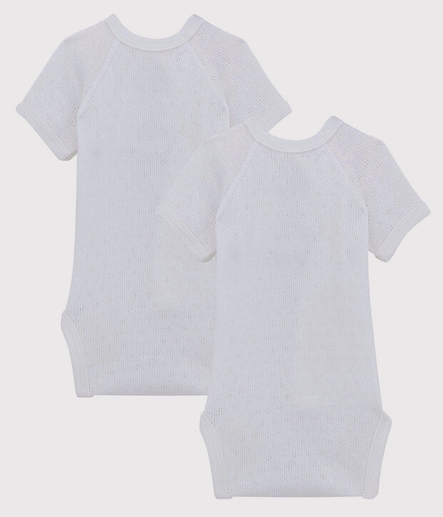 2er-Set kurz&auml;rmelige Baby-Bodys im Kimono-Schnitt aus Bio-Baumwolle mit Lochmuster vielfarbig
