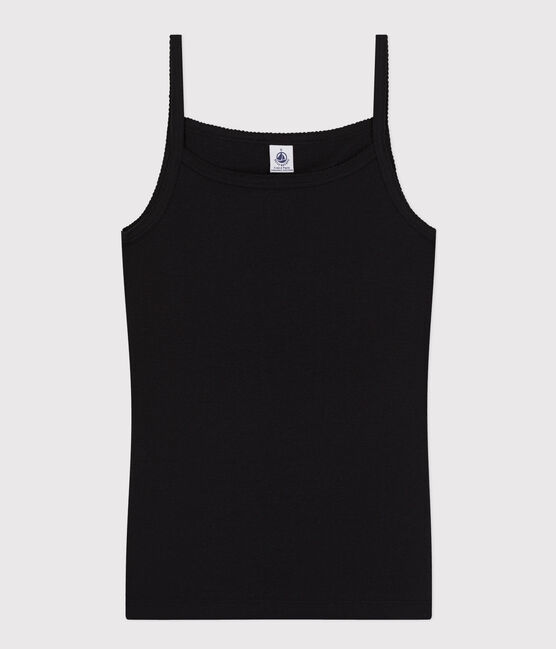 Spaghetti-Top aus BIO-Baumwolle für Damen schwarz NOIR