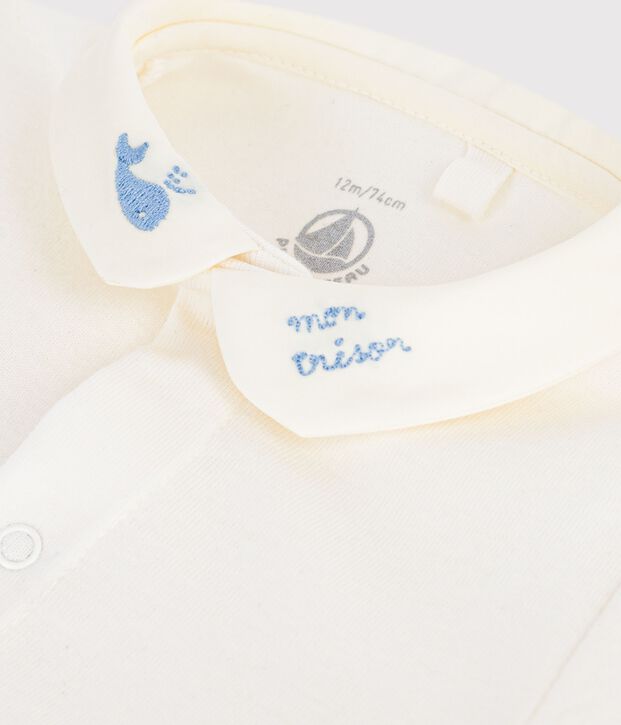 Kurz&auml;rmeliger Baby-Body aus Baumwolle mit Stickereien blau/blau