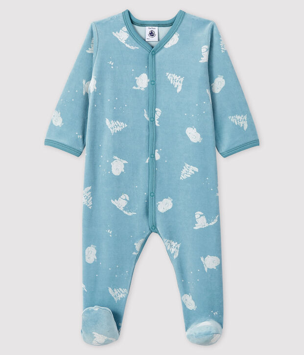 Baby-Strampler 'Yeti' aus Nicki f&uuml;r Jungen blau/weiss
