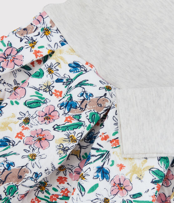 Langärmeliges Kinder-Kleid aus Doppeljersey für Mädchen weiss MARSHMALLOW/weiss MULTICO