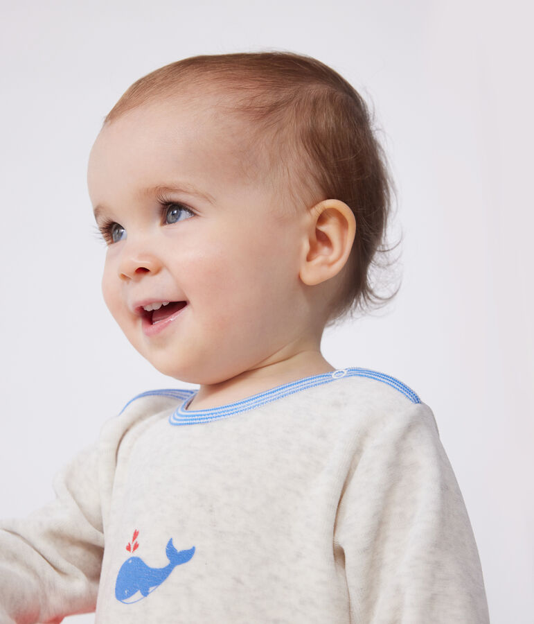 Strampler aus Nicki mit r&uuml;ckseitiger &Ouml;ffnung beige