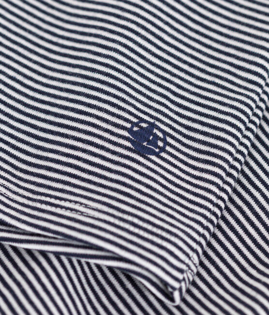 Damen-Tanktop L’Iconique aus gestreifter Baumwolle blau SMOKING/weiss MARSHMALLOW