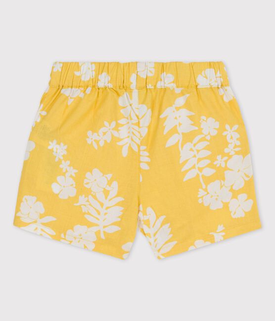 Baby-Shorts aus Popeline mit Hawaii-Print gelb ORGE/weiss MARSHMALLOW