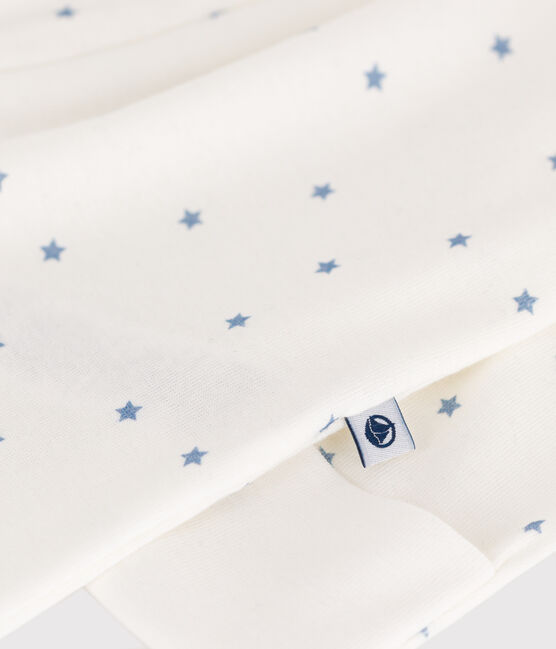 Strampler aus Baumwolle mit Sternenkragen weiss MARSHMALLOW/blau ALASKA