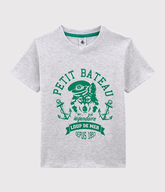 Kurzärmeliges Kinder-T-Shirt aus Jersey für Jungen grau POUSSIERE CHINE