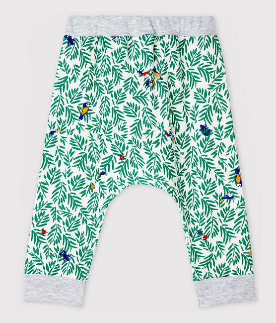 Baby-Hose aus gemustertem Rippstrick für Jungen weiss MARSHMALLOW/weiss MULTICO