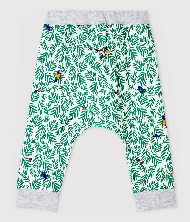 Baby-Hose aus gemustertem Rippstrick f&uuml;r Jungen weiss/vielfarbig