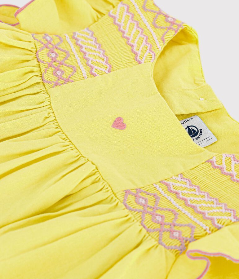 Kurz&auml;rmeliges Kinder-Kleid aus Baumwolle gelb