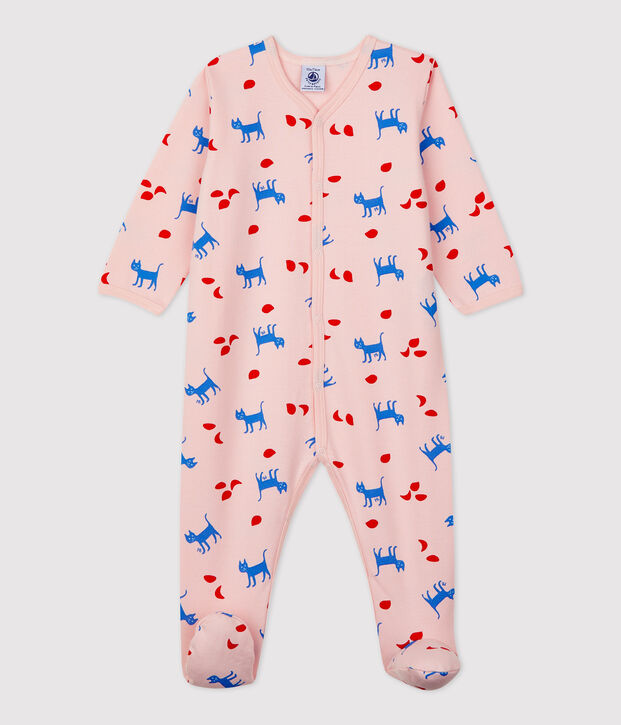 H&uuml;bsch gemusterter Baby-Strampler aus Molton rosa/vielfarbig