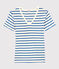 T-Shirt L’ICONIQUE mit V-Ausschnitt aus Bio-Baumwolle für Damen weiss MARSHMALLOW/blau DELFT