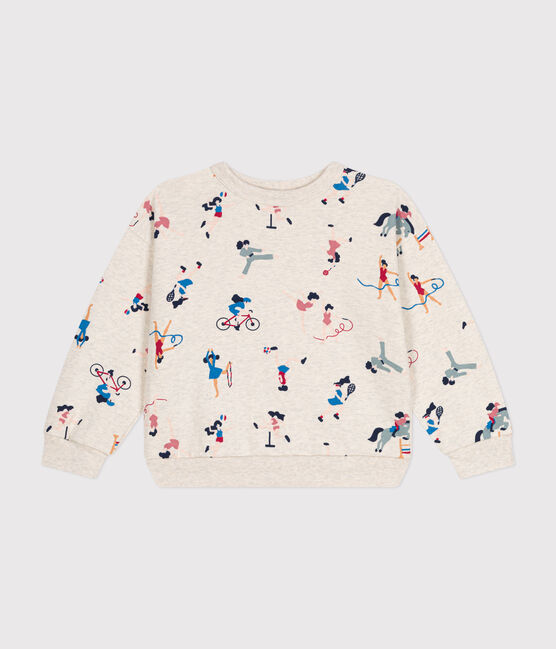 Kinder-Sweatshirt aus Molton für Mädchen beige MONTELIMAR/weiss MULTICO