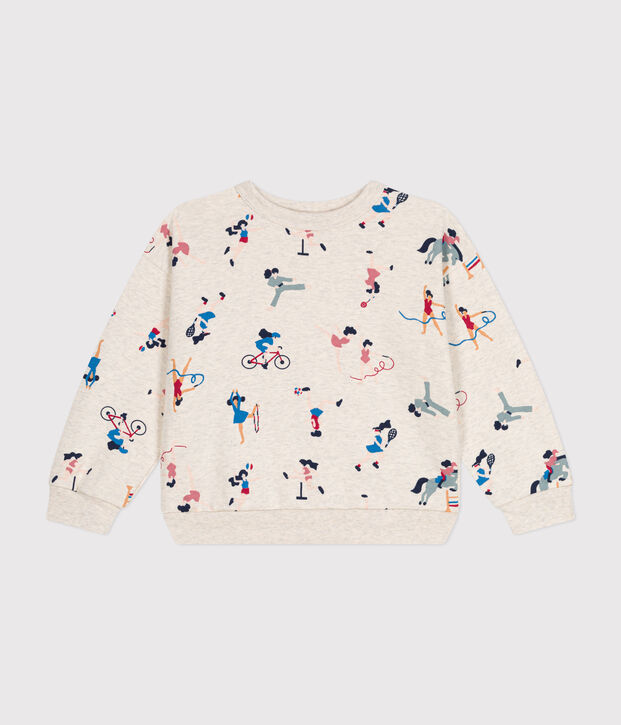 Kinder-Sweatshirt aus Molton f&uuml;r M&auml;dchen beige/vielfarbig