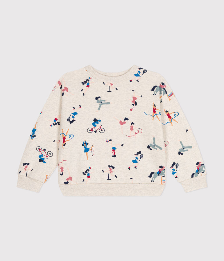 Kinder-Sweatshirt aus Molton f&uuml;r M&auml;dchen beige MONTELIMAR/weiss MULTICO