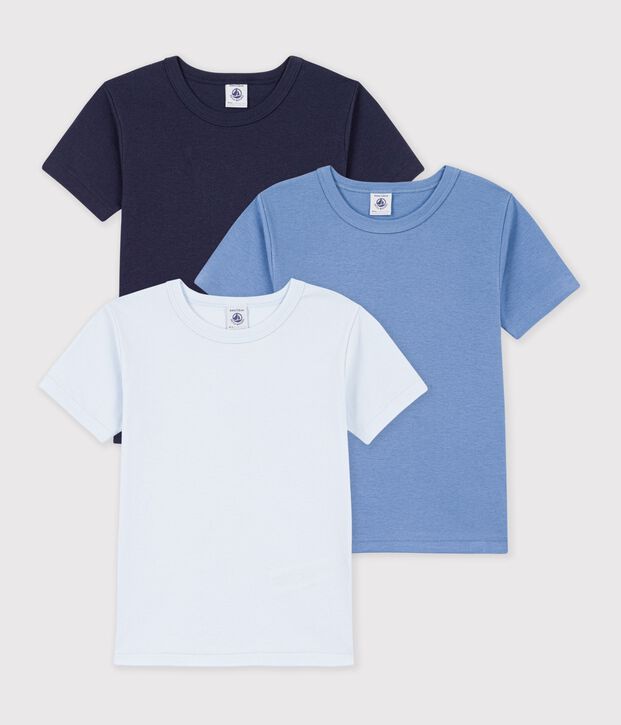 Set kurz&auml;rmelige Kinder-T-Shirts aus einfarbiger Baumwolle vielfarbig