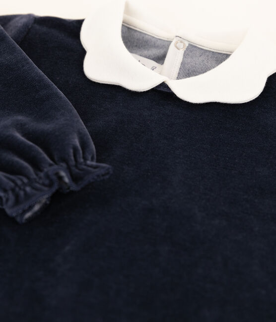 Baby-Strampler mit Samtkragen blau SMOKING