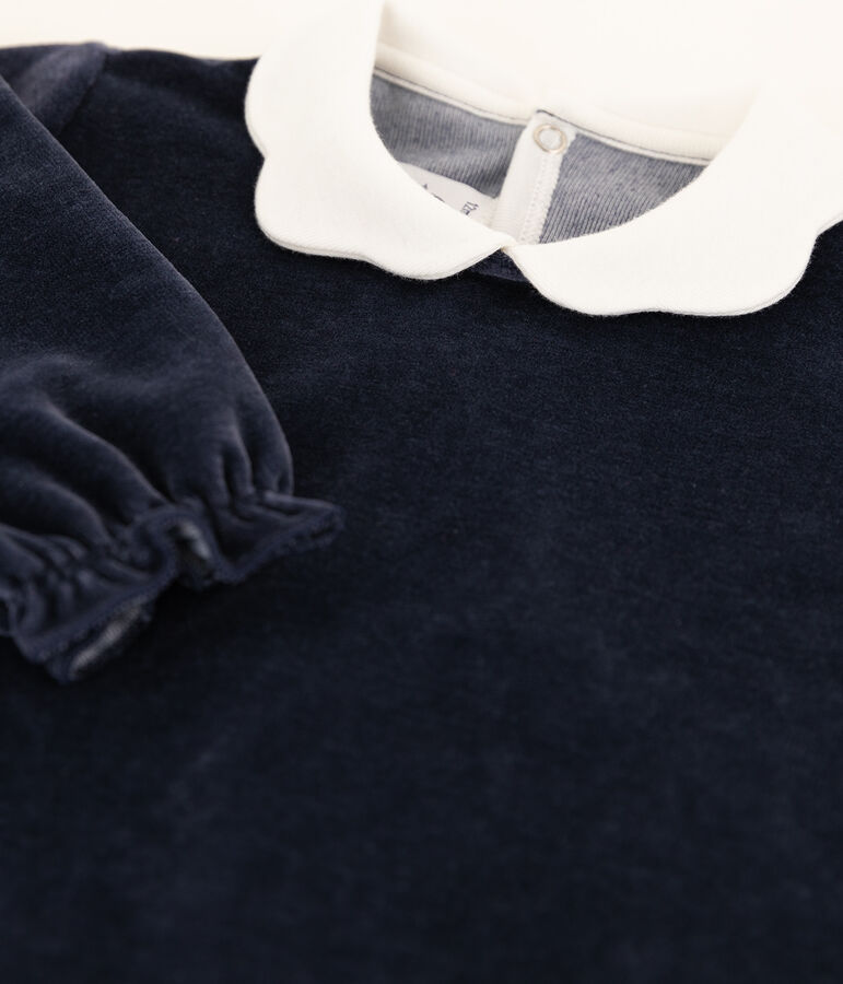 Baby-Strampler mit Samtkragen blau