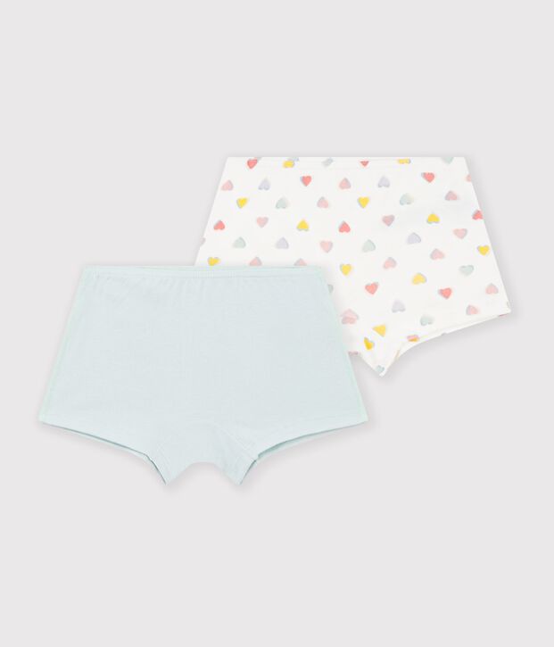 Set langer Kinder-Shortys aus Baumwolle mit Herzmotiv vielfarbig