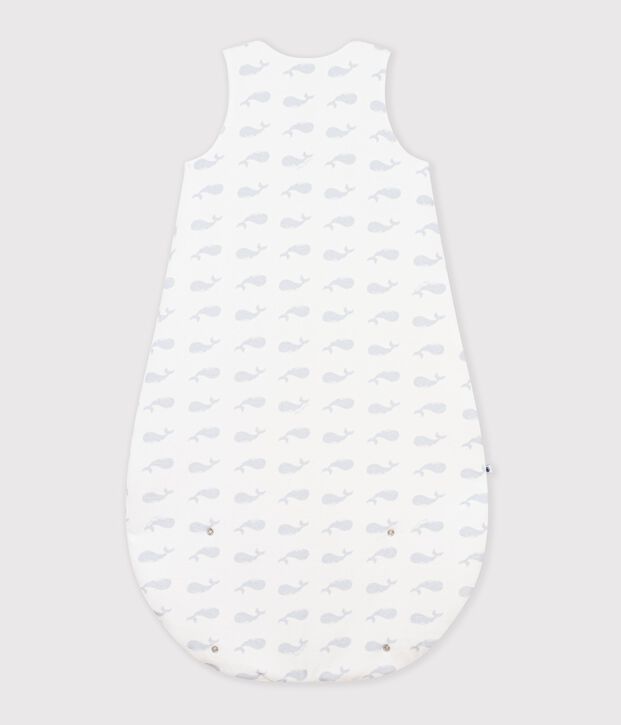 Babyschlafsack aus Baumwolle mit Walmotiv TOG-Wert 3 weiss/blau
