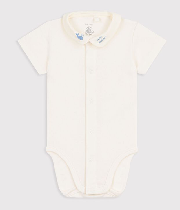 Kurz&auml;rmeliger Baby-Body aus Baumwolle mit Stickereien blau/blau