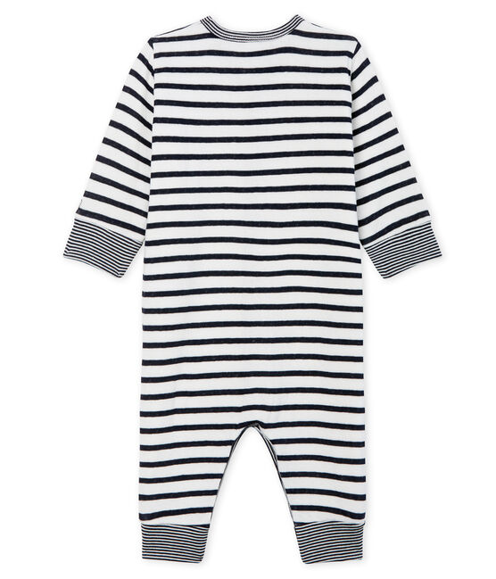 Baby-Strampler ohne Fuß aus Doppelersey für Jungen weiss MARSHMALLOW/blau SMOKING CN