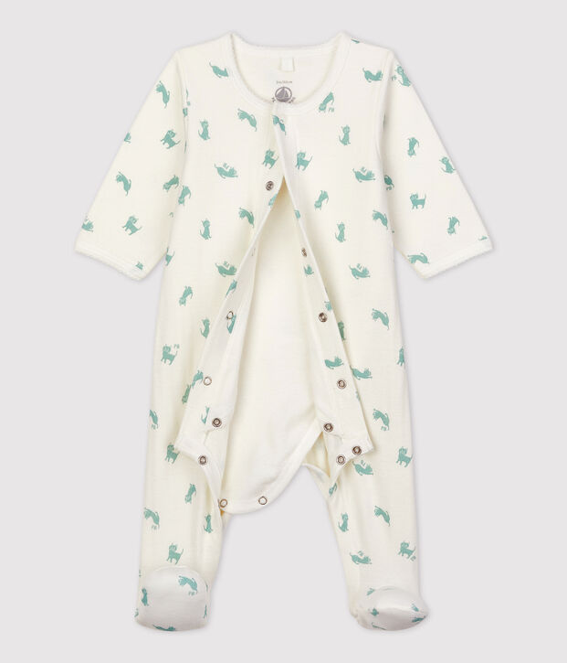Baby-Bodyjama aus Bio-Baumwolle weiss/gr&uuml;n